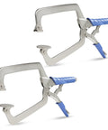 Beefy Heavy Duty C Clamp Set 15 Inch Face Clamp With Swivel Pads And Locking Vise Grip Pliers, 2 Piece, Metal And Blue Handle