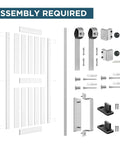 40 x 84 Inch Solid Wood Paneled Sliding Barn Door With Brushed Nickel Hardware Kit, White Finish, assembly required