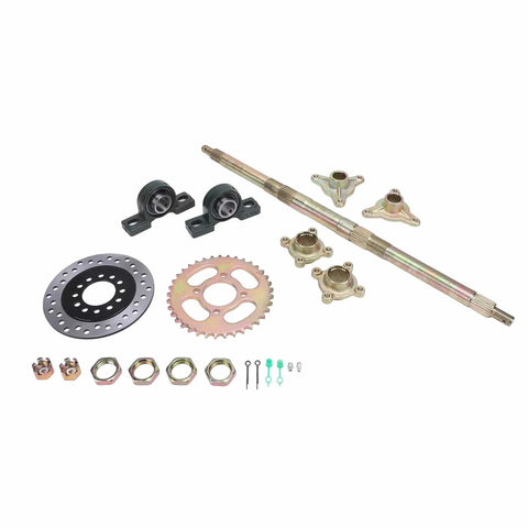 Beefy 24 Inch Rear Axle Kit For Go Karts And Drift Trikes Heavy Duty Sprocket And Brake Disc Base Rear Axle Assembly Set