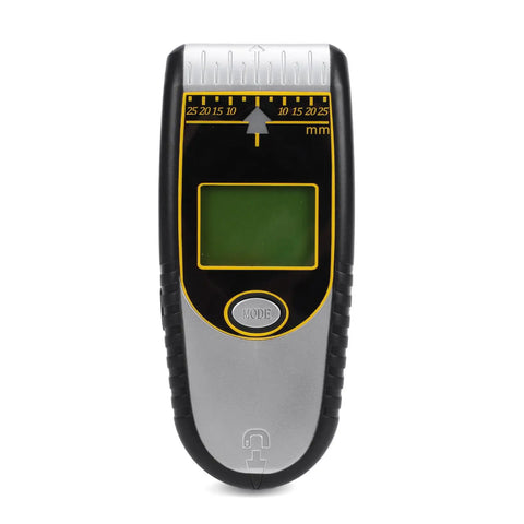 Domary 7 in 1 Wall Stud Finder Detector for Precision Metal and Live Wire, front view with display and mode button.
