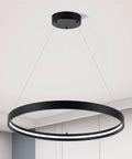 Black One Ring LED Chandelier Dimmable Modern Pendant Light for Living Room Kitchen Island Dining Room Foyer Office Entryway
