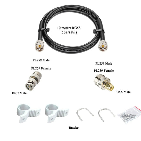 Ultra Wideband Scanner Antenna D3000 25 to 3000 MHz All Band Coverage for SDR and Two Way Radios cable and connectors