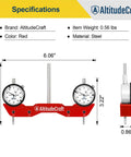 Pro Grade Dope Mill And Lathe Tramming System With Dual 0.001 Inch Dial Indicators, red steel, side view specifications.