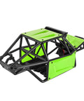 Nylon Rock Buggy Roll Cage Body Shell Kit for 1/10 RC Crawlers with DIY unassembled design, lightweight tube frame, green panels.