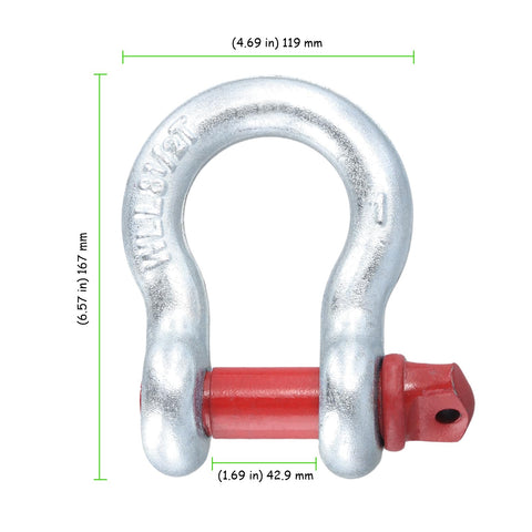 Two Pack 1 Inch D Ring Shackles Heavy Duty Bow Shackles With Screw Pin Eight And A Half Ton Working Load Limit Tow Shackles