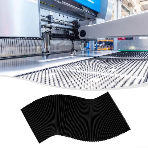 Foldable Accordion Bellows Cover for Milling Machines, Rubber Protective Guard Shield shown installed on CNC machine rail