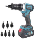 Heavy Duty Cordless Electric Rivet Nut Gun With Automatic Fastening For M3 Through M12 Nuts with multiple attachments.
