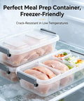 2 Pack Stack Em High Modular Storage Totes With Gray Write-On Lids, BPA Free Clear Plastic Bins Designed To Tame Craft Supplies, Beauty Goods And Keep Your Work Area Snazzy in a freezer.