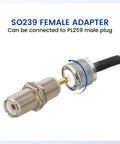 SO239 To SO239 UHF Female Bulkhead Adapter RF Coax Coupler For CB Ham Radio PL259 Plug, two connectors shown connecting.