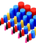Forty Piece Eight Sizes Silicone Rubber Tapered Plugs Set High Temperature Up To Six Hundred Fahrenheit for coating round holes.