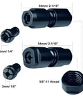 Two Pack Angle Grinder To Straight Chuck Adapter Set With Five Eighths Inch Eleven Thread To Six Millimeter One Quarter Inch And Three Millimeter One Eighth Inch Collets