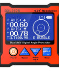 Front view of Dual Axis Digital Protractor With Five Face Magnetic Base 0.01 Degree Resolution Digital Level Inclinometer