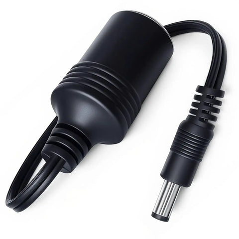 Cigarette Lighter Power Supply Cable 2 Pack Male Cigarette Lighter Socket to DC 5.5mm 2.1mm Plug Adapter black cable close-up.