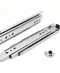 Full Extension Side Mount Drawer Slides With Double Row Ball Bearing Metal Runners For Dressers And Kitchen Cabinets 28 Inch with locking mechanism.