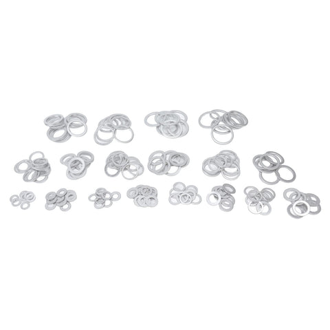 470 Piece Aluminum Alloy Sealing Washer Kit For Auto And Home Use with multiple round flat washers in various sizes