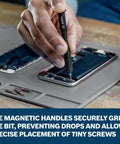 Using Two-In-One 42-Piece Extra Hard Precision and Standard Screwdriver Bit Set with Two Magnetic Handles for electronics repair