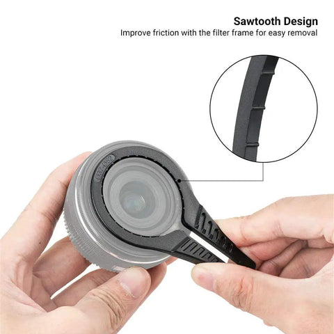 Three Pack Camera Lens Filter Wrench Kit with Easy Grip for Fast No Fuss Removal of Jammed UV CPL ND Filters, sawtooth detail