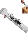 Adjustable Drawer Fixing Clamps Set Front Mount Stainless Steel Hold Down Clips For Cabinets And Desks Easy Install With Adjustable Width Solid Grip 2 Pieces For Secure Fit And Quick Release shown installed on cabinet.