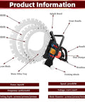 Beefed Up Brushless Concrete Ring Saw With 8900W Toroidal Blade Setup And Water Fed Dust Control Gliding Through Masonry Like Butter showing blade sizes and features.