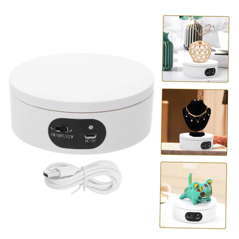 Electric Turntable Display Plate And Rotating Stand for Jewelry Show with control switch and USB cable.