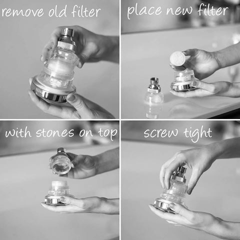 Installation steps for Replacement Filter Cartridge Set For Water Softener Shower Heads SH388 And SH888, 2 Pack.