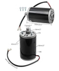 Diagram of 90V Brushless Electric Motor 200W 2400RPM with dimensions for small equipment DIY projects, high torque, 330mm wire length.