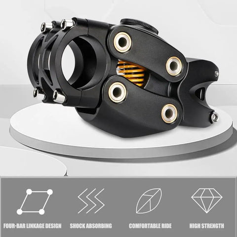 Adjustable Suspension Handlebar Stem For MTB BMX And Road Bikes, 7 Degree Rise, 45mm Height, Short Riser, Black, side view