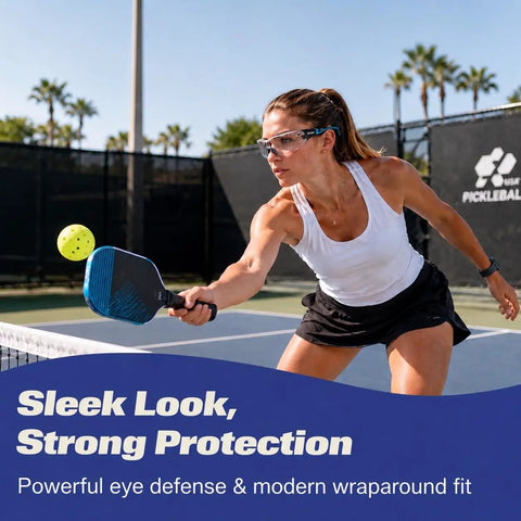 Wraparound Safety Glasses With Anti Fog Shield And Uv400 Guard Built Different For All Day Hustle Top Shelf For Pickleball in action.