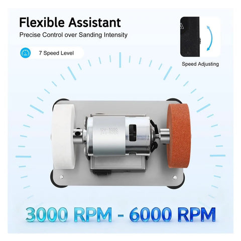Super Cool 3000-6000Rpm Mini Bench Grinder With Dual Grinding Wheels, 7 Speed Settings And Reversible Motor, close-up of motor.