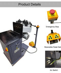 Heavy Duty Electric Ring Roll Bender For Steel Fabrication, 220V 1.1kW Motor with emergency stop and reversible foot switch.