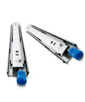 Heavy Duty Full Extension Drawer Slides With Lock Ball Bearing Telescopic Cabinet Hardware, steel slides with blue pull handle.