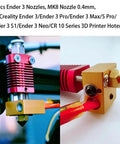 16Pcs 0.4mm MK8 Brass Ender 3 Nozzle Set For 3D Printers Including Ender 3 V2 Pro Max S1 Neo CR10 Series installed on printer