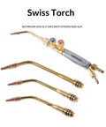 Pro Grade Heavy Duty Brass Welding Cutting Heating Torch Kit 4 Piece Set with check valves and multiple nozzles.