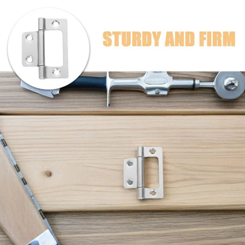 12 Piece Stainless Steel Cabinet Door Hinges Set Quiet Flush Self Closing For Wardrobe And Office Use 51x25x1.2mm White Nickel Non Mortise