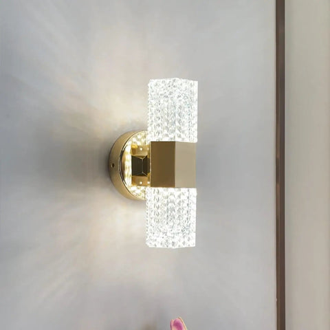 EDFGVH Glass Lampshade Wall Lamps LED Light Source Sconces 11.4in Bedside Decorative(Gray) mounted with stylish crystal design.