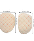 Hella Cozy Beige Plush Motorcycle Seat Cover With Super Warm Winter Fluffy Padding For Riders Seeking A Smooth Ride And Dope Dirt Bike Accessories That Look Clean And Feel Amazing All Day Long, showing dimensions and design features.