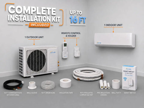 Straight Up Solid Ductless Mini Split Ac And Heat Pump With Alexa Smart Control 9000 Btu Energy Star Rated Efficient Cooling Heating For Spaces 100 To 450 Sq Ft Cold Climate Ready