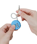 Hands holding blue 3-digit combination lock with cable from 2 Pack 3 Digit Outdoor Waterproof Padlocks For Lockers Luggage Gym School Fence Toolbox Gate Case And More Heavy Duty Durable Combination Locks For Secure Storage.