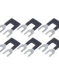 Set of six Fork Type Terminal Strip Jumper Block Barrier Electrical Crimp Easy Install Insulated Spade Wire Connector in black and silver