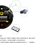 12 Pack Roomba 800 And 900 Series HEPA Filters Replacement For 805 850 860 861 864 866 870 871 880 885 890 960 966 980 990 Models To Keep Your Vacuum Running Strong With Clean Air And Peak Suction, showing filters and brushes