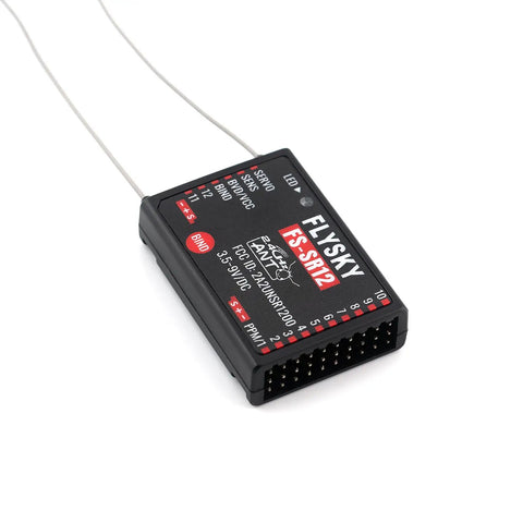 Flysky FS-SR12 Receiver 2.4GHz 12CH ANT protocol with dual antennas for RC vehicles, compatible with FS-ST8 and FS-G7P transmitters.