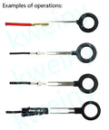 11 Piece Automotive Terminal Removal Key Kit With Connector Pin Release Tool Set showing various extraction tools in use on wiring.