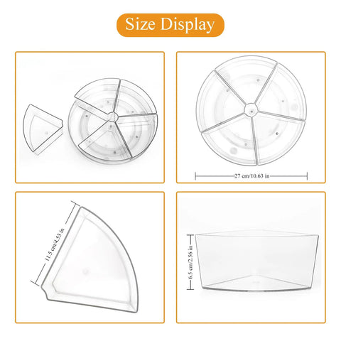 Clear 11 Inch Lazy Susan Organizer With Five Removable Bins Rotating Storage Organizer for cabinet pantry kitchen fridge and vanity