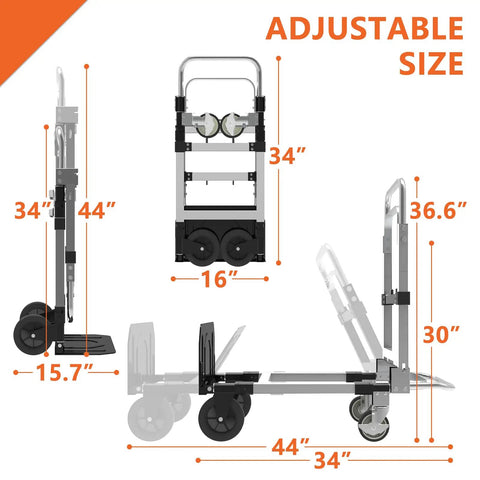 Straight Up Three In One Folding Hand Truck, 500 Lb Steel Heavy Duty Dolly, No Sweat Four Wheel Platform Converter, Boss Grade Moving Cart Built For Daily Grind And Smooth Hauling Workloads