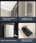 Killin Electric Vehicle Charger Enclosure Lock Box Wall Mount With Key Combo Lock And Air Flow Vents For Secure Charging showing cabinet door, ventilation, wall mount, and lock.