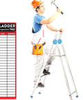 Heavy Duty Red Ladder Inspection Labels 120 Pack Real Deal Safety Stickers For Job Site Checks and crew step tagging on ladder with worker.