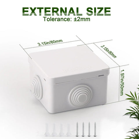 Rugged Outdoor ABS Junction Box Waterproof Case For Wires And DIY Projects, Shockproof Mini Storage, IP Rated Protection, Weatherproof Electrical Box, Compact 3.15x3.15x1.97 Inch, Built To Last. White ABS junction box 80x80x50mm with cable entries