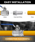 Diagram showing a Stainless Steel Hose Barb Fitting 1 Inch Barb To 1 Inch Male NPT For Water Fuel And Air connecting valve and hose