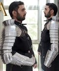 Medieval Single Pauldron Spartacus Cosplay Armor Arm Sleeve for LARP Gladiator Knight Costume Silver Metal Full Arm Sleeve