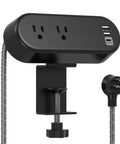 Power Strip Desk Clamp With USB C PD 18W And USB A Ports 10 Foot Flat Plug Extension Cord With 2 AC Outlets Five In One Desktop Charging Hub